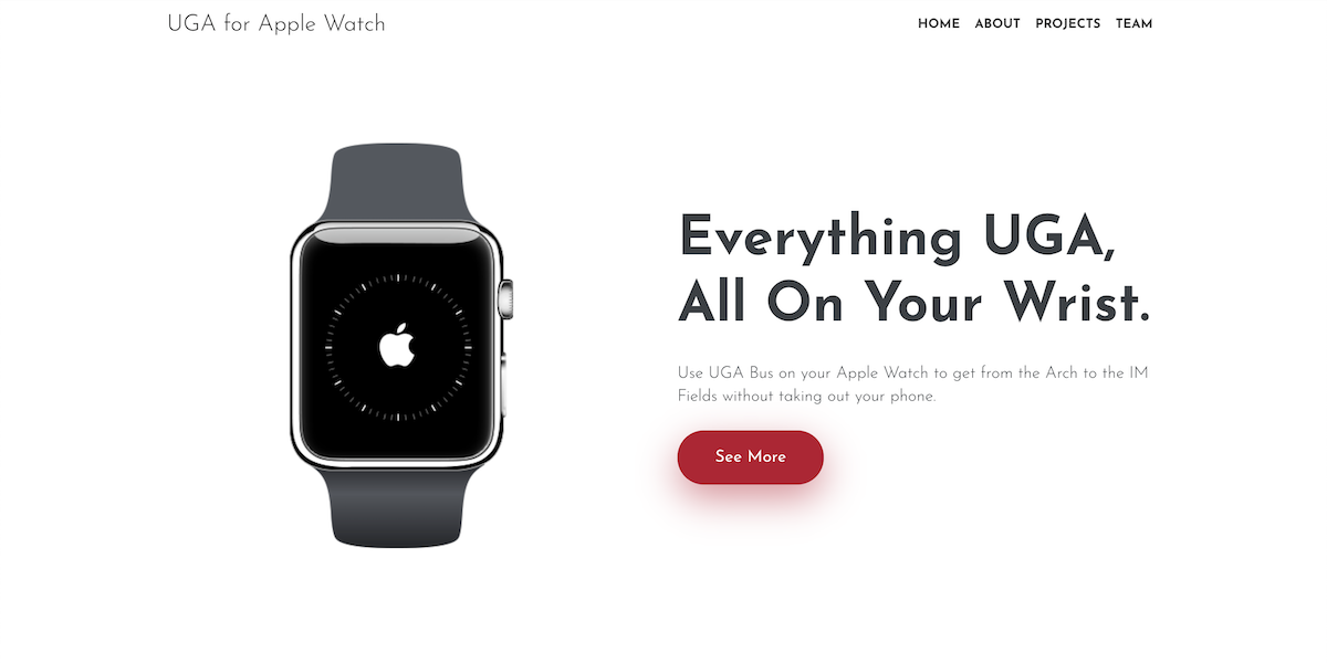 Screenshot of UGA for Apple Watch home page.