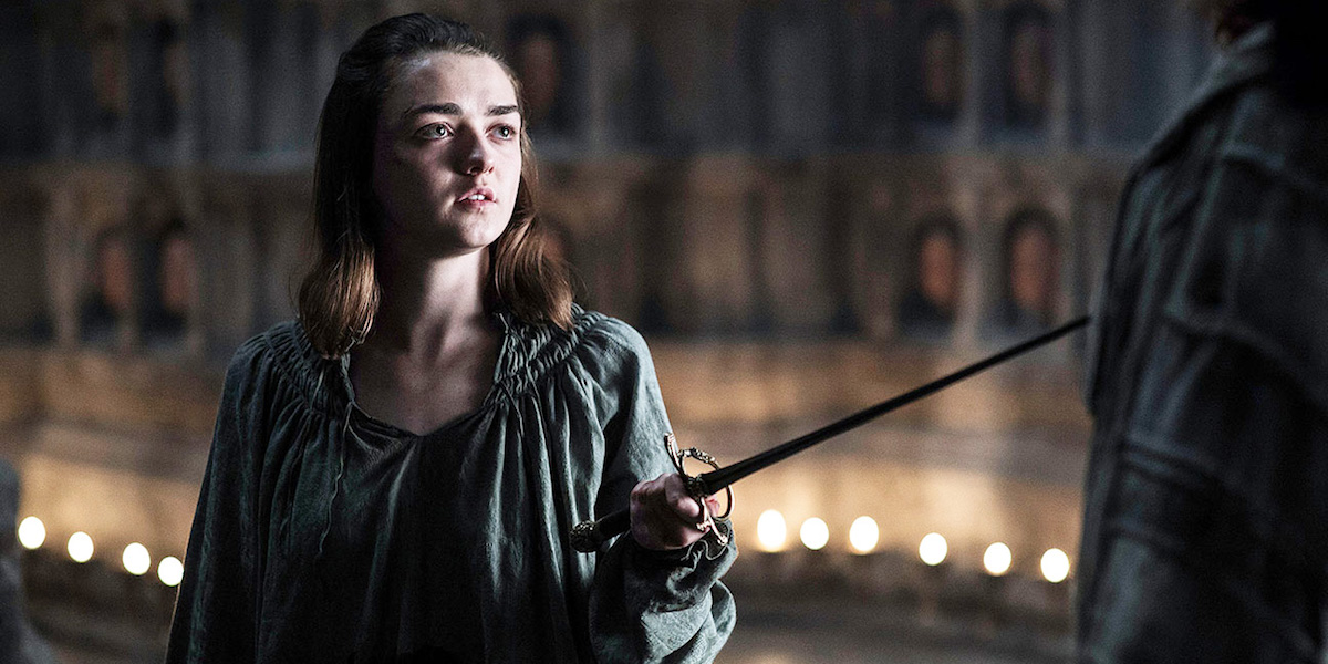 Arya holding needle