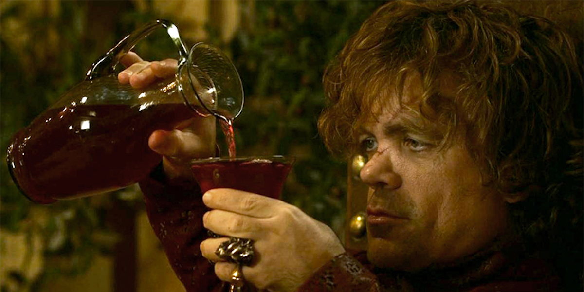 Tyrion Lannister with a drink